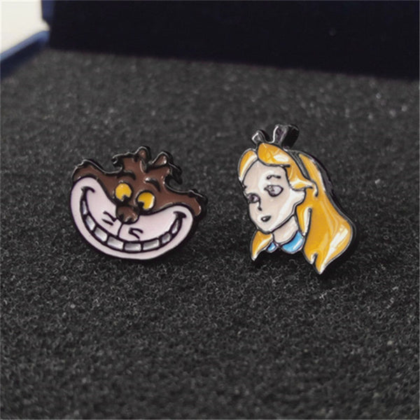 Alice and Cheshire Cat Stud Earrings