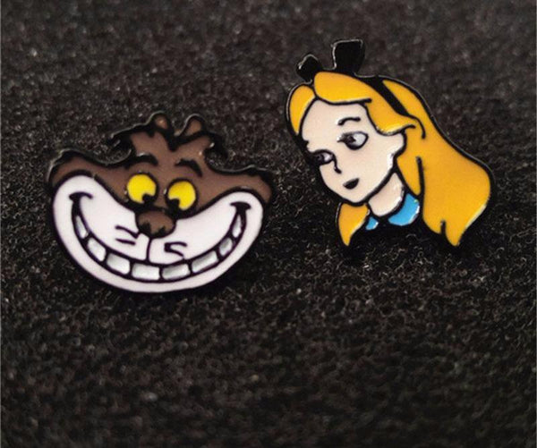 Alice and Cheshire Cat Stud Earrings